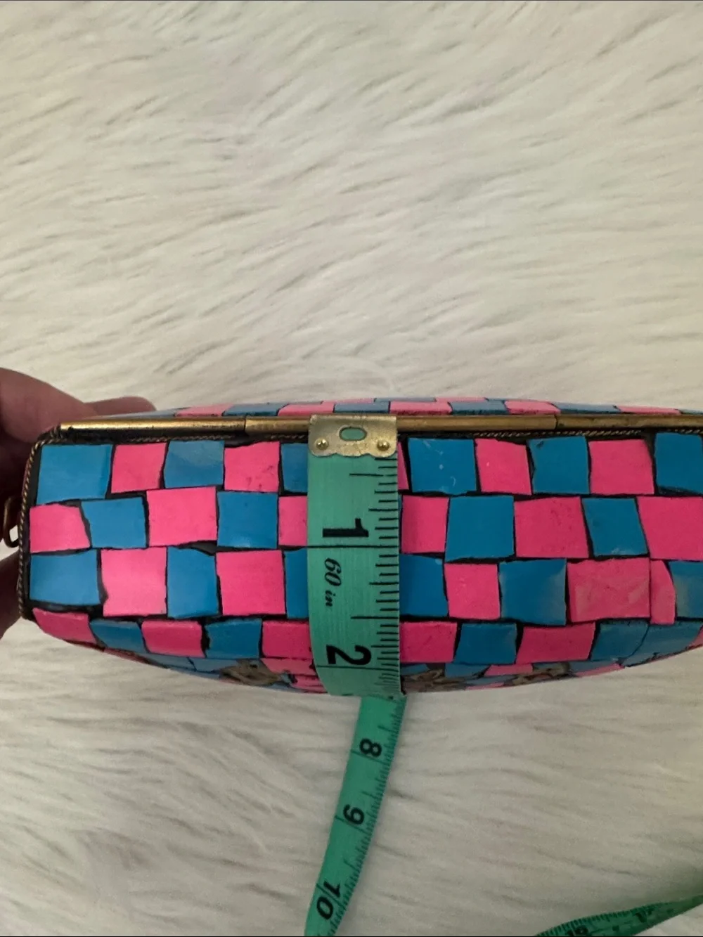 RAMLA Handcrafted Pink & Blue Mosaic Clutch Crossbody Bag